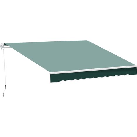 Store banne à enrouleur manuel 2,5 x 2 m en aluminium et polyester, finition verte élégante, structure robuste et pratique, idéal pour protéger terrasse ou balcon du soleil (1/5)