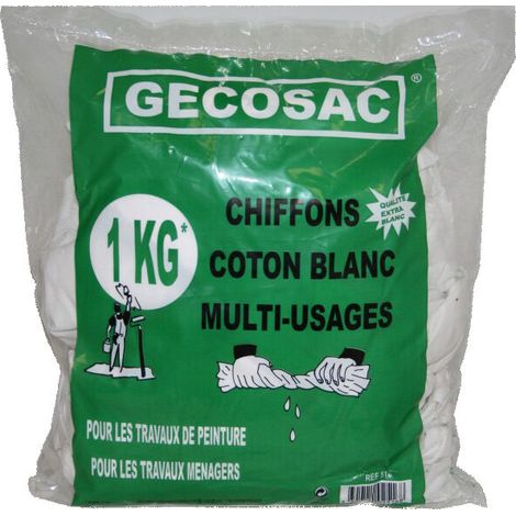 Chiffons Coton Blanc 1kg Haute Absorption, Multi-usages Professionnels -