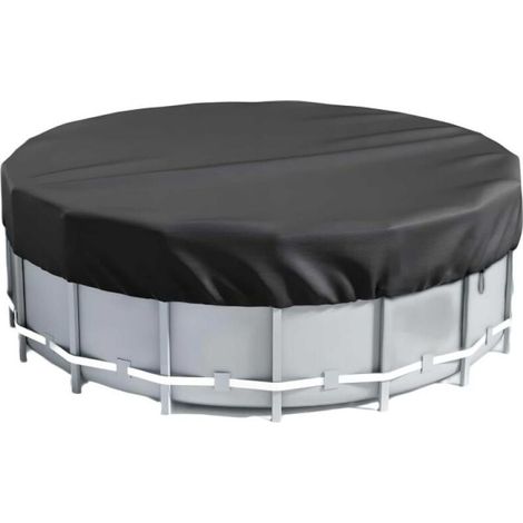 Noir,Bâche d'hiver ronde de 3,7 m, couverture ronde hors sol de 3,7 m, couverture ronde 420D pour piscine hors sol avec attache de corde et clous de sol, empêche les débris d'entrer, résistante au fro (1/5)