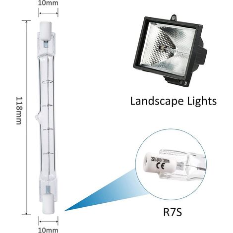 Pack de 8 ampoules halogènes R7S, 118 mm, 300 W, 220 V, style haut, bâton lumineux halogène, adaptées aux spots architecturaux (1/5)