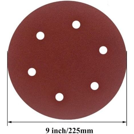 25 Schleifscheiben 225 mm Körnung 40 für Langhalsschleifer und Winkelschleifer, Gipskarton, 6 runde Löcher (1/3)