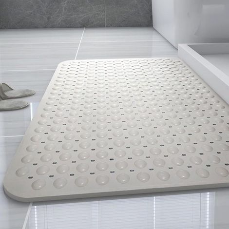 Tapis De Douche - 60x90 Cm - Pvc - Blanc - Ventouses - 1 Piece (1/5)