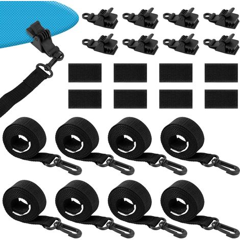 Lot de 24pcs Kit Fixation pour Enrouleur de Couverture Solaire de Piscine, Comprenant 8 Sangles Couverture Solaire avec Crochets et 8pcs Clips et 8 Attaches Tactiles Accessoires Piscine Creusée (1/5)