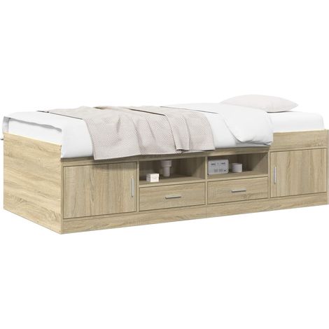 Bed Frame with Storage Sonoma Oak 80 x 200 cm Engineered Wood vidaXL