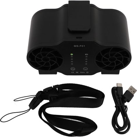 Multifunktionaler, tragbarer Ventilator, USB-aufladbar, Aufhängeclip vorne und hinten für den Einsatz im Freien und im Sommer, 20000 mAh (1/5)