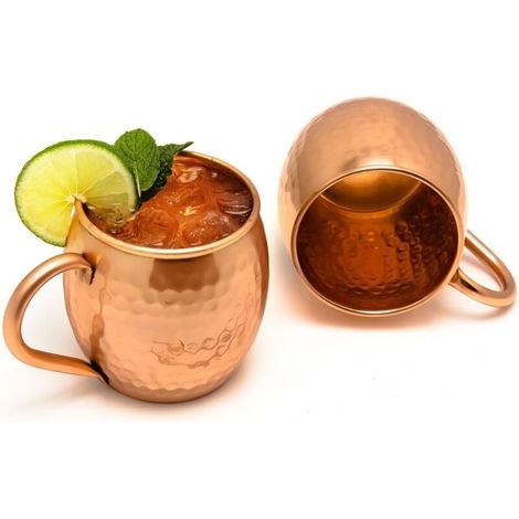 gobelets en cuivre massif 100% fait main de qualité alimentaire en fût de cuivre massif pur 16 oz Verre à cocktail de haute qualité (1/5)