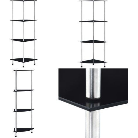 Étagère 4 niveaux Noir 30x30x100 cm Verre trempé - Bibliothèque - Étagère - Meuble De Rangement - Design Contemporain - Verre Trempé - Home & Living