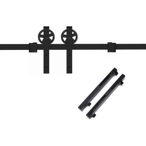 Schiebetüren Set CHAMBER-1 2 m (seitlich anschraubbar) Soft-Close schwarz (1/5)