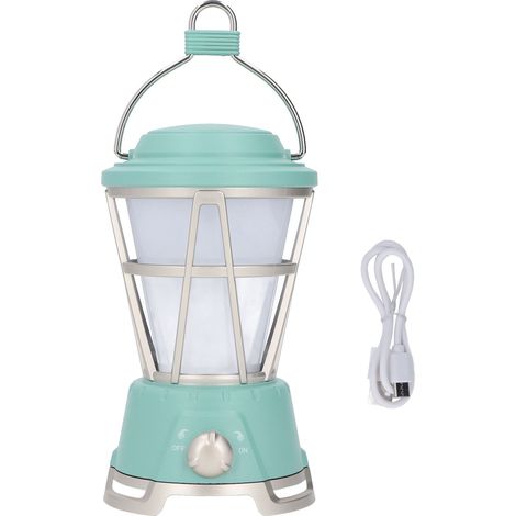 Lampe de camping LED 2 modes d'éclairage solaire rechargeable Type C gradation sans palier pour randonnée camping urgence vert (1/5)