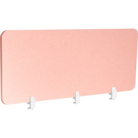 Panel separador acústico escritorio PET tapizado en tela 180 x 50 cm rosa claro Split