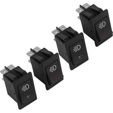 Interrupteur À Bascule Antibrouillard - 12 V 35 A - 4 Broches - LED Intégrée - Pour Voiture Camion Bateau - Noir × 4