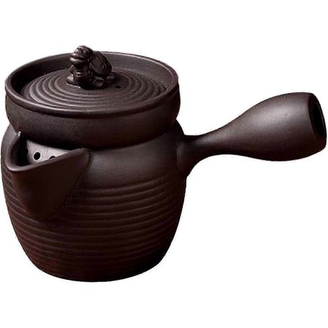 260 ml Keramik-Teekanne mit Teefilter, traditionelle chinesische Teekanne, Teekessel für Outdoor-Aktivitäten wie Wandern, Küche und Picknick-Black (1/5)