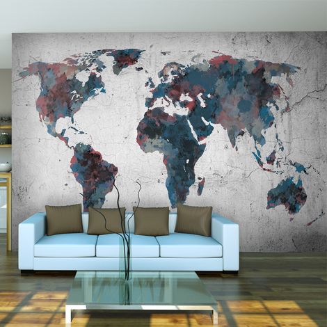 Fotomurale - World map on the wall - 250x193 (1/4)