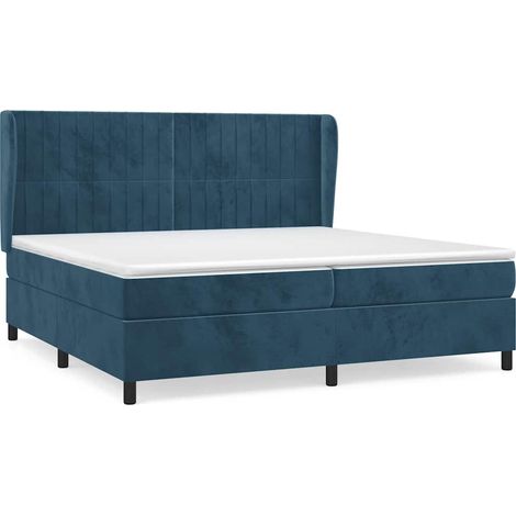 Maison Exclusive - Giroletto a Molle con Materasso Blu Scuro 200x200 cm in Velluto (1/5)