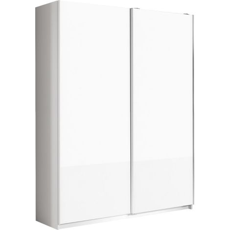 Armoire 2 portes coulissantes 180x210 cm blanc laquée brillant - SWAM (1/4)