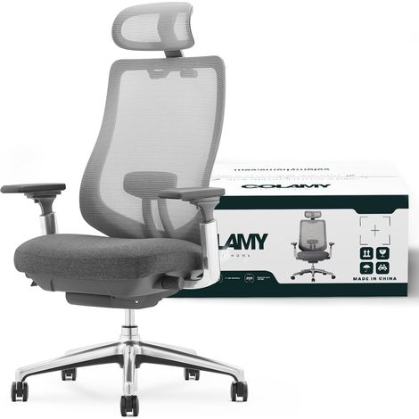 Smartue  ATLAS Sedia da ufficio ergonomica in rete – Sedia da direttore con poggiatesta, braccioli 4D, seduta scorrevole e blocco dell'inclinazione, grigio scuro