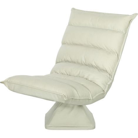 Fauteuil pivotant 360° inclinable 3 positions, tissu rembourré, 62x70x95 cm, beige (1/5)