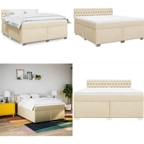 vidaXL Boxspringbett mit Matratze Creme 180x200 cm Stoff (1/5)