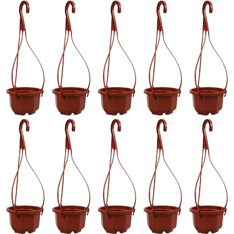 Lot de 10 pots fleurs octogonaux suspendus avec crochets pour chlorophytum, plantes grasses (1/5)