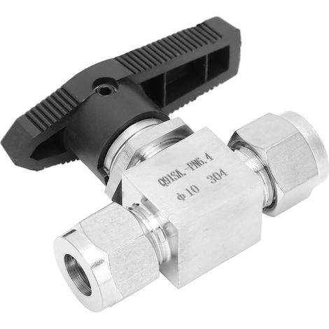 Robinet à pointeau 2 voies haute pression en acier inoxydable 304, régulateur de débit pour eau gaz huile, SS-44S6, Ø10 mm, vanne de contrôle précise (1/5)