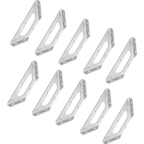 10 Pièces Raccord D'angle, Acier Inoxydable Brossé, Support Triangulaire 144mm Pour Meubles, Étagères, Armoires (1/5)