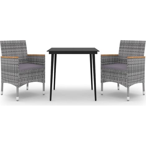 Maison Exclusive - 3-tlg. Garten-Essgruppe mit Auflagen Poly Ratt