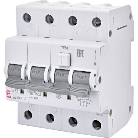 Disjoncteur différentiel KZS-4M 3P+N AC C32 avec protection contre les surintensités