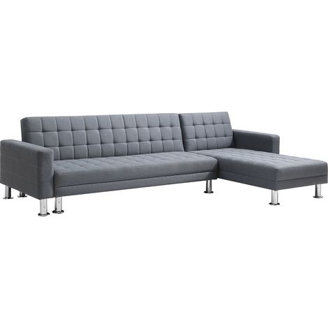 Canapé d'angle convertible et réversible en tissu gris WILLIS II (1/5)