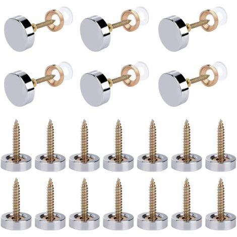 Vis de Miroir avec les Capuchons Rondelles Décoratif Vis Couvercle Cap Clous Chrome Poli Décoratif Vis pour Bain Penderies Miroir Décoration de Placard 16mm 20 Pièces