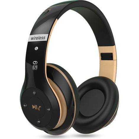 Écouteurs sans fil Bluetooth stéréo haute fidélité pliables (noirs) (1/2)