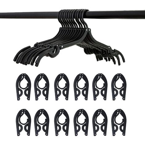 Lot de 12 cintres de voyage noirs - Cintres pliables et portables, accessoires de voyage, étendoir à linge pliable pour les voyages (1/5)