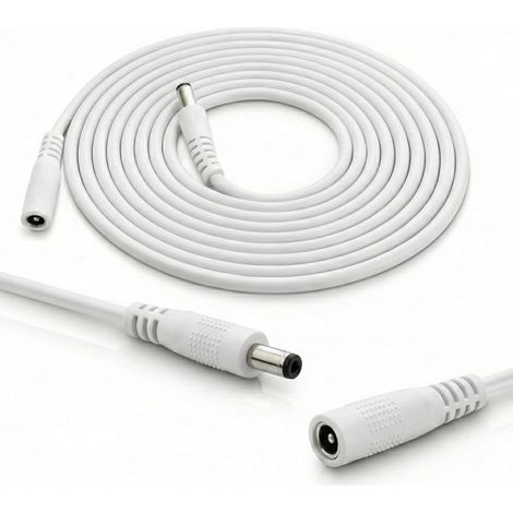 Rallonge DC mâle/femelle 5,5 x 2,1 mm AWG 18 Blanc 5 m (1/5)