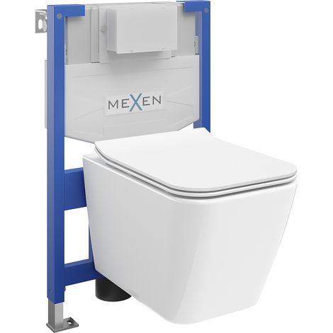 Mexen Cube set de inodoro empotrado Fenix XS-F con taza de WC y asiento de cierre suave, blanco brillante - 68030924000 (1/3)