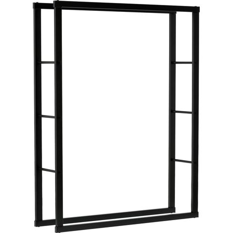 Kaminholzregal 100x25x100 cm, pulverbeschichteter Stahl, schwarz (1/3)