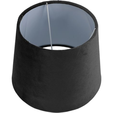 Abat-jour conique noir en tissu noir, double usage (culot E27/E14), idéal pour lampe de table ou lampadaire. Fabriqué artisanalement. (1/5)
