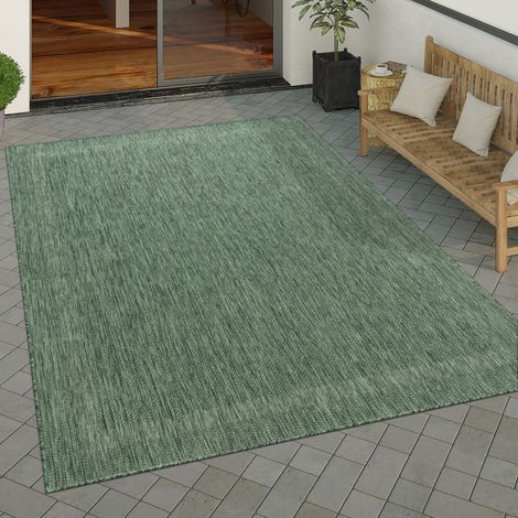 Paco Home Outdoor Teppich Flachgewebe in Sisal-Optik mit Bordüre UV-beständig robust 80x250 cm, Grün