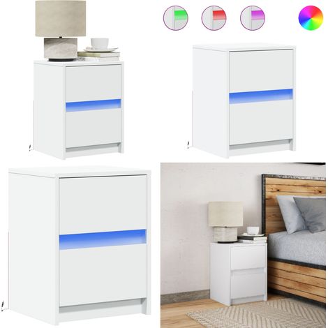 vidaXL Armoire de chevet avec lumières LED blanc bois d'ingénierie (1/5)
