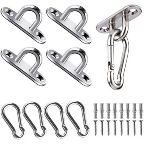 4 Ceiling Hook, Stainless Steel Oblong Eye Plates for Yoga Swings Hammocks Awning Boat Accessories (1/5)