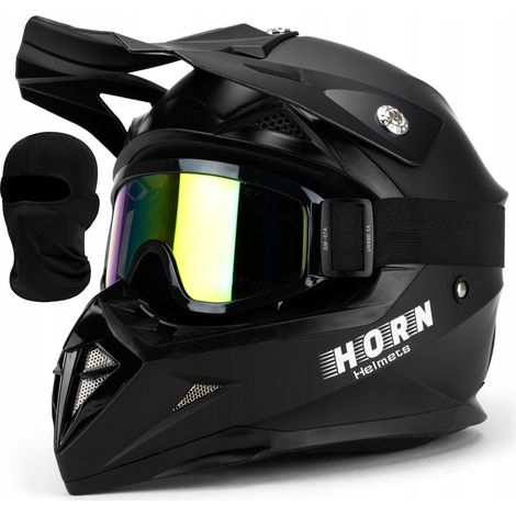 Casco da moto Cross Horn Enduro Quad con interfono e occhiali, passamontagna XS