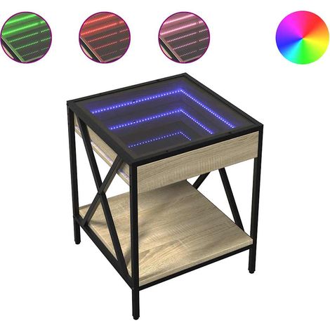 Table basse Table de salon Table de café avec LED Infinity chêne sonoma 40x40x49 cm (1/5)