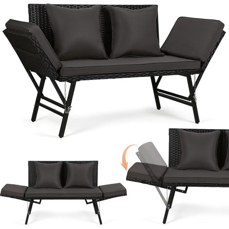 Randaco Gartenbank Farbwahl 3-Sitzer Polyrattan Rattanmöbel Garnitur Möbel Rattanlounge Grau