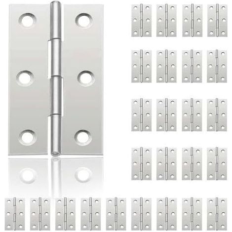 24-teilige kleine Türscharniere, Edelstahlscharniere, DIY-Türscharniere für Schranktüren, Klavierscharniere, Schmuckkästen, Wohnmöbel, Hardware-Schränke (44 mm 32 mm) FLITI (1/4)