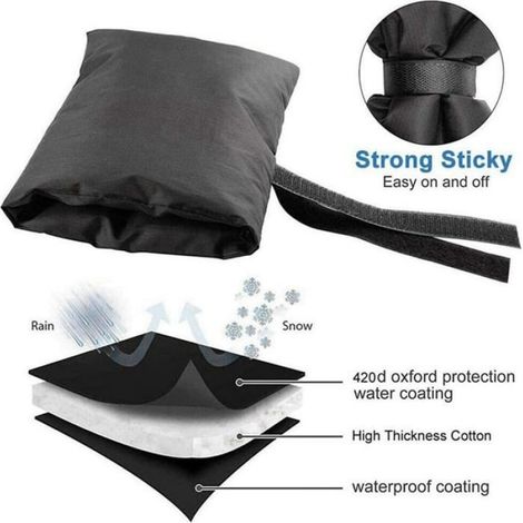 Housse robinet extérieur noire Oxford 210D 17×21cm, garnie de ouate, anti-givre, bande réfléchissante velcro, lot de 3 pièces (1/5)