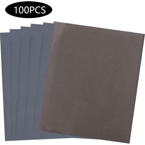 Lot de 100 feuilles abrasives waterproof brun P2500 grain, papier de ponçage double usage sec et humide (1/5)