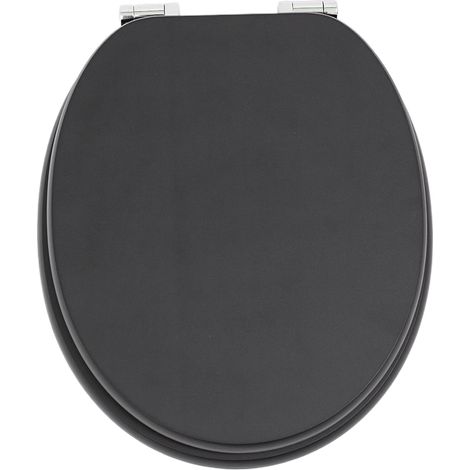 Abattant WC en MDF noir classique avec mécanisme de fermeture freinée (1/5)