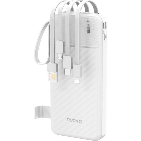 Powerbank K11 da 10000 mAh con cavi integrati - Bianco (1/4)