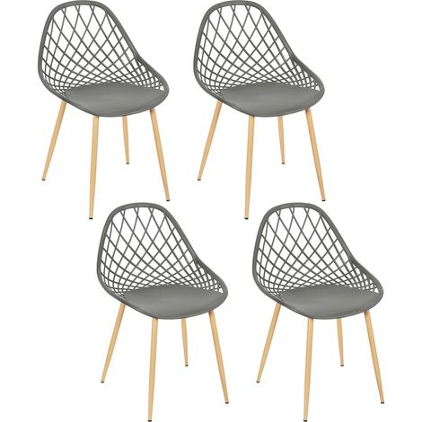 Lot de 4 Chaises - HOME DECO FACTORY - Malaga - Modernes - Grises (1/5)