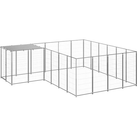 Maison Exclusive - Gabbia per Cani Argento 8,47 m² in Acciaio