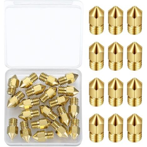 20 Pcs 0,4 mm MK8 Buses en Laiton pour Imprimante 3D Extrudeuse, Buses d'imprimante Compatible avec Creality Ender 3/Ender 3 V2/Ender 3 Pro/Ender 3 Max/Ender 5 Pro/Ender 3 S1/Ender 3 Neo/CR- 10S (1/5)
