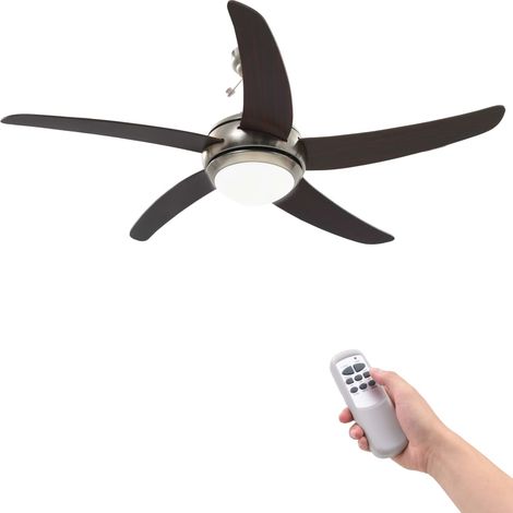 Ventilador de techo adornado con lámpara 128 cm marrón vidaXL